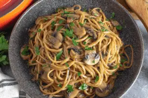 Caramelized Onion and Mushroom Pasta