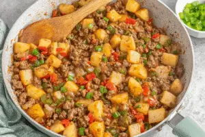 Cheesy Beef and Potato Hash