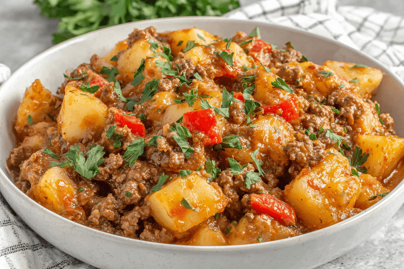 Cheesy Beef and Potato Hash Recipe