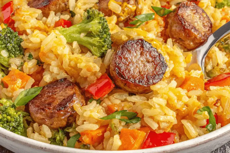 Cheesy Sausage Veggies And Rice Recipe