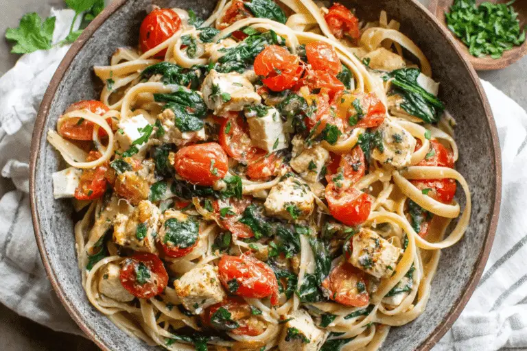Chicken Feta Spinach Pasta Recipe
