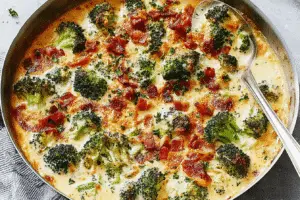 Creamy Garlic Parmesan Broccoli with Bacon
