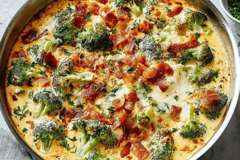 Creamy Garlic Parmesan Broccoli with Bacon Recipe