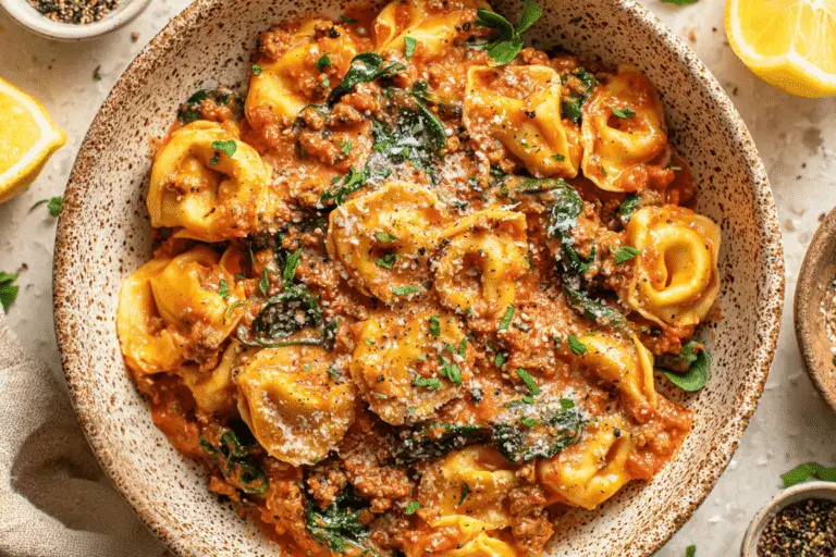 Creamy Tortellini Pasta With Ground Turkey Recipe