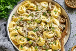 Crock Pot Cheesesteak Tortellini
