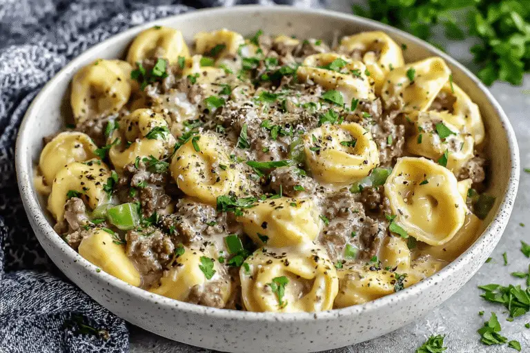 Crock Pot Cheesesteak Tortellini Recipe