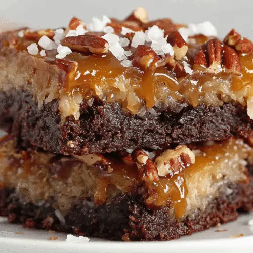 Decadent Brownies with Coconut Pecan Topping Recipe
