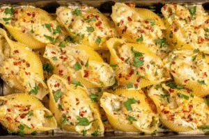 Garlic Butter Chicken Alfredo Stuffed Shells