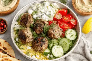 Greek-Inspired Meatball Bowls