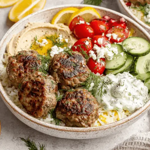 Greek-Inspired Meatball Bowls Recipe