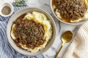 Ground Beef And Gravy Over Mashed Potatoes