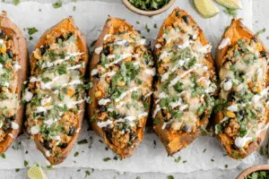 Ground Turkey Stuffed Sweet Potato