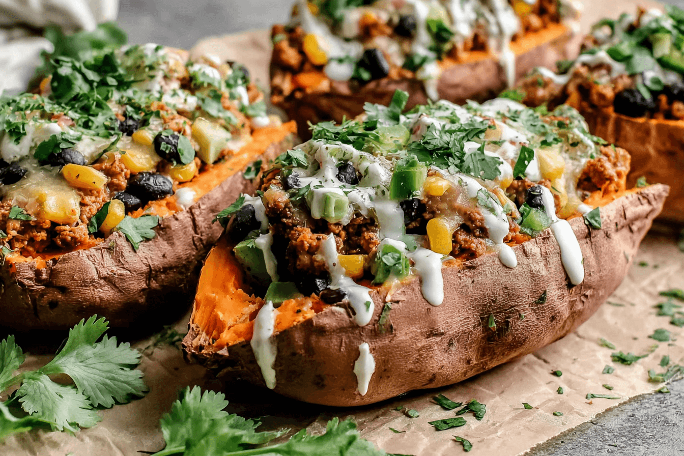 Ground Turkey Stuffed Sweet Potato Recipe