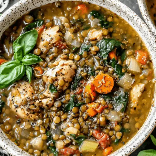 High Protein Chicken Lentil Soup Recipe