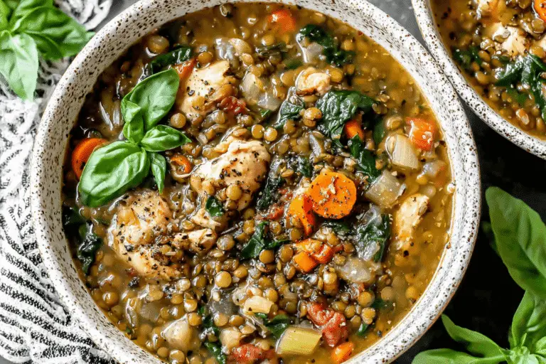 High Protein Chicken Lentil Soup Recipe