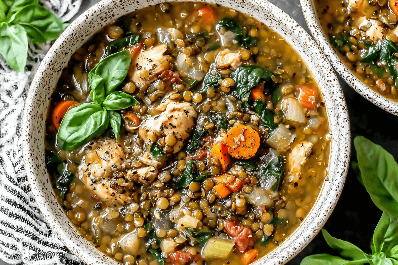 High Protein Chicken Lentil Soup Recipe