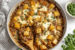 One-Pan Cheesy Potato And Meat Skillet