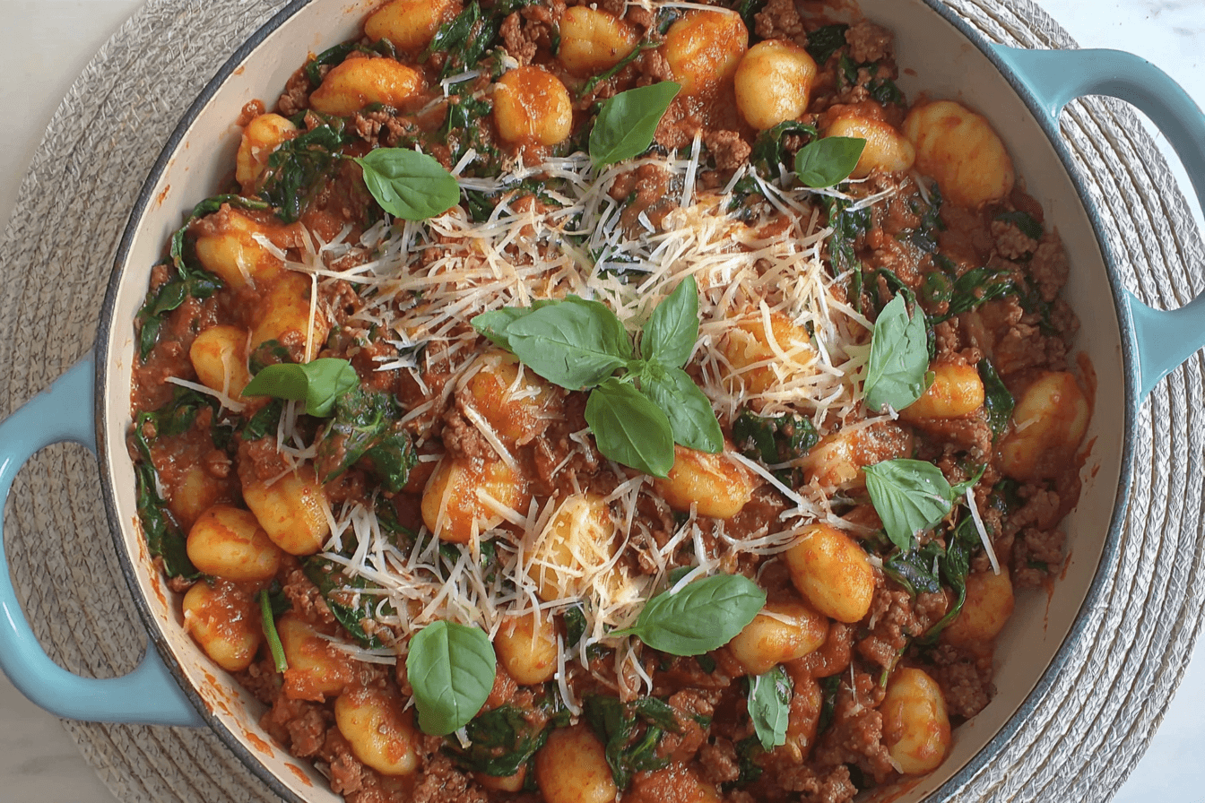 One-Pan Gnocchi with Spinach and Turkey Recipe