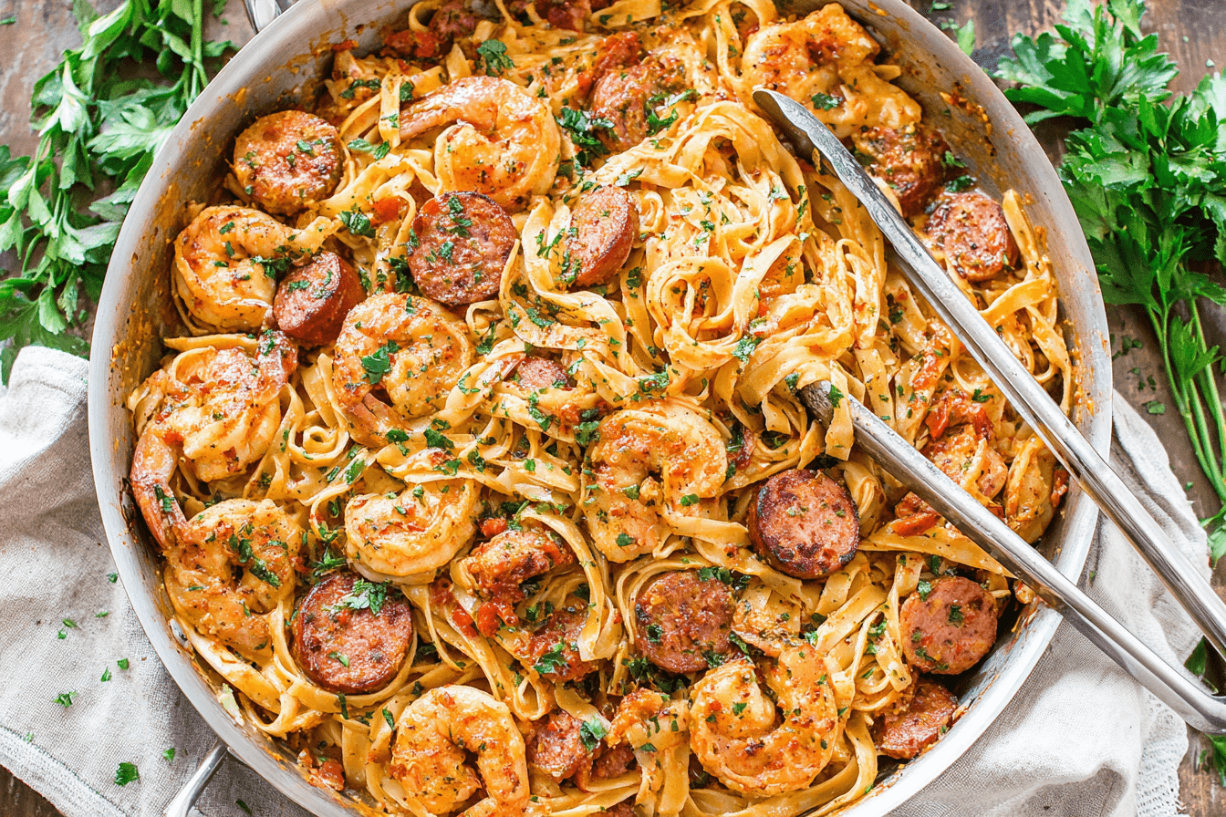 One Pot Creamy Cajun Shrimp Pasta Recipe