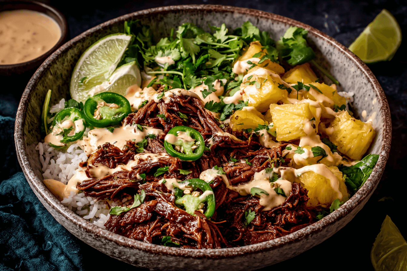 Pineapple Beef Bowls with Bang Bang Sauce Recipe