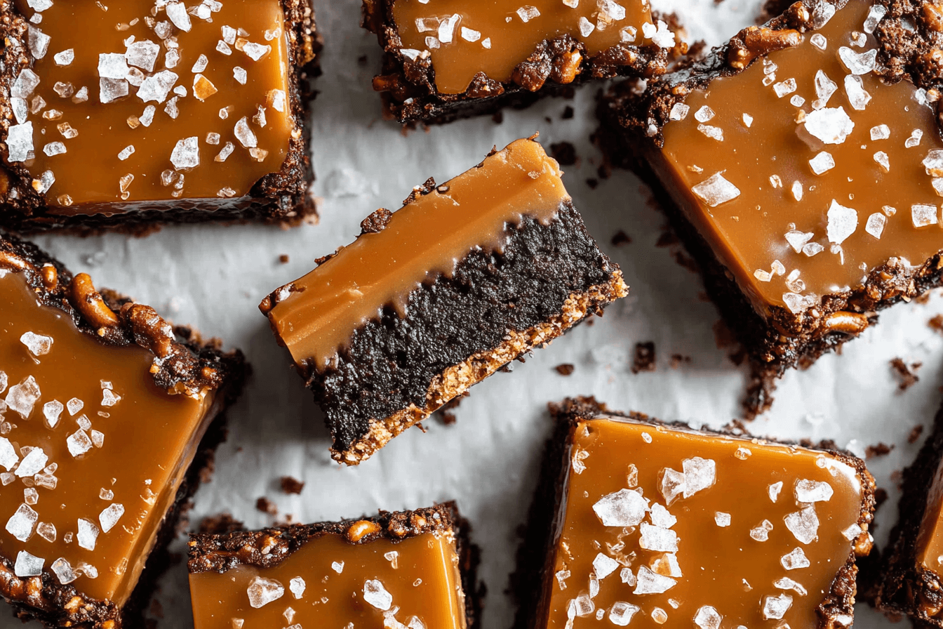 Pretzel Bottom Caramel Brownies Recipe