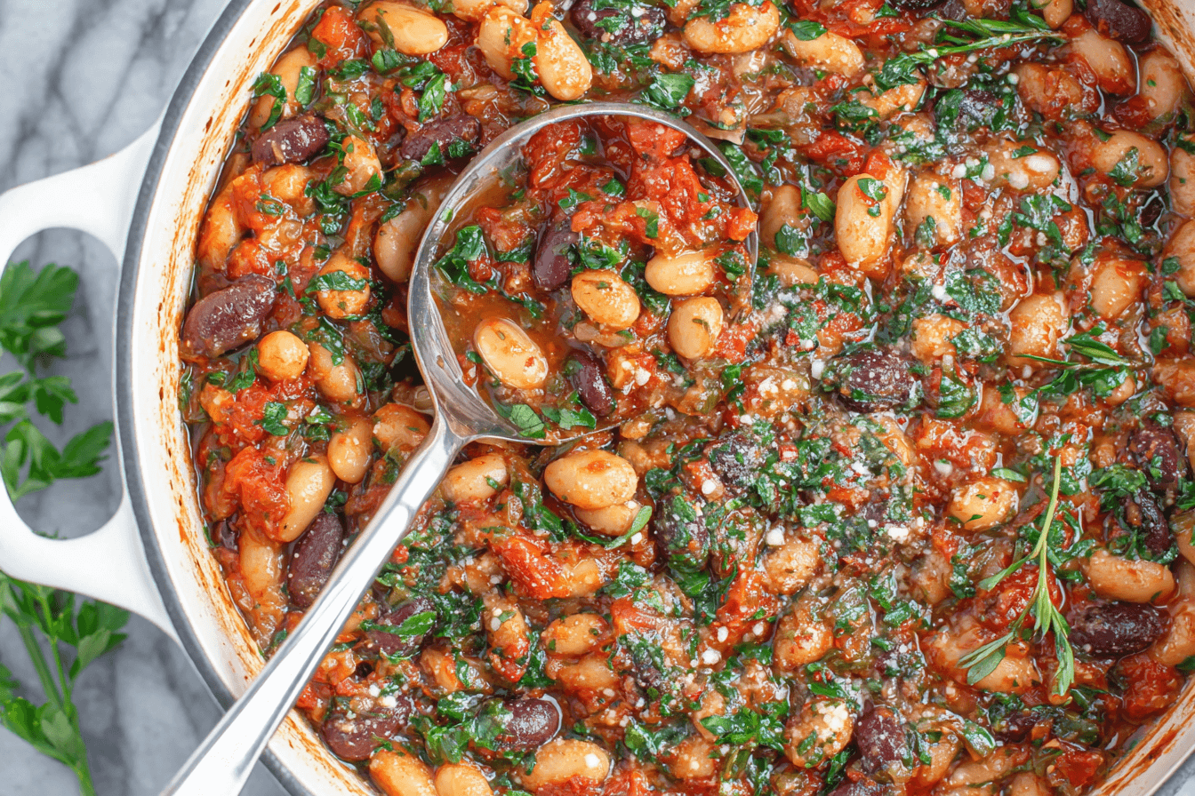 Puttanesca Beans With Garlic Bread Recipe