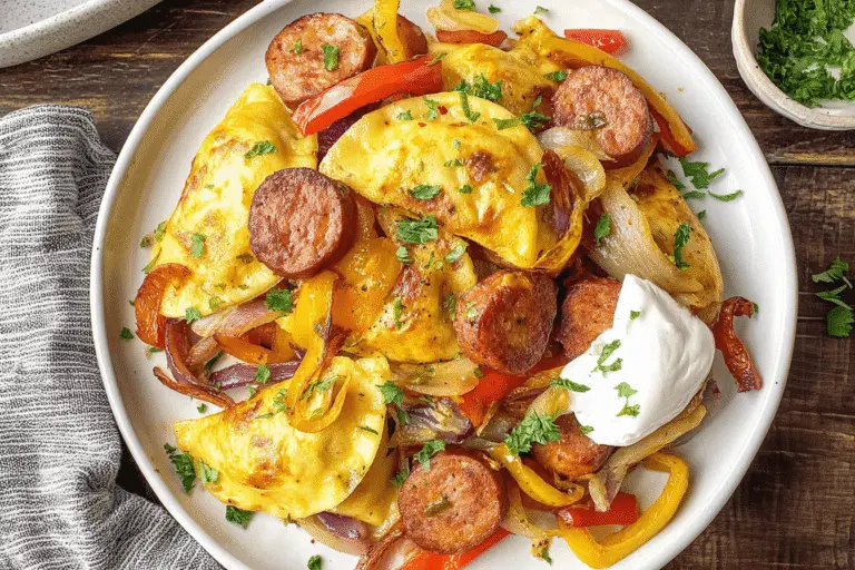 Sheet Pan Sausage and Pierogies Recipe