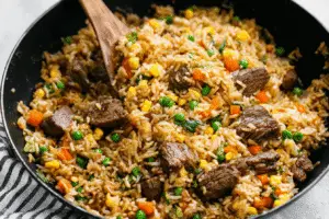 Stir-Fried Steak and Vegetable Rice