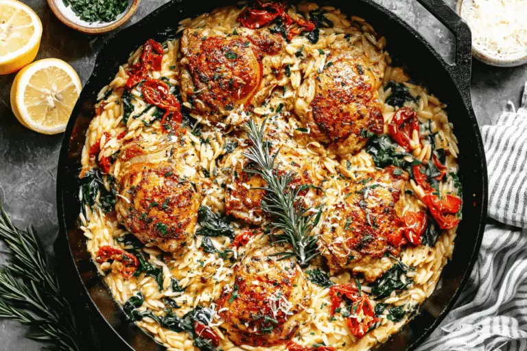 Tuscan Chicken And Orzo Skillet Recipe