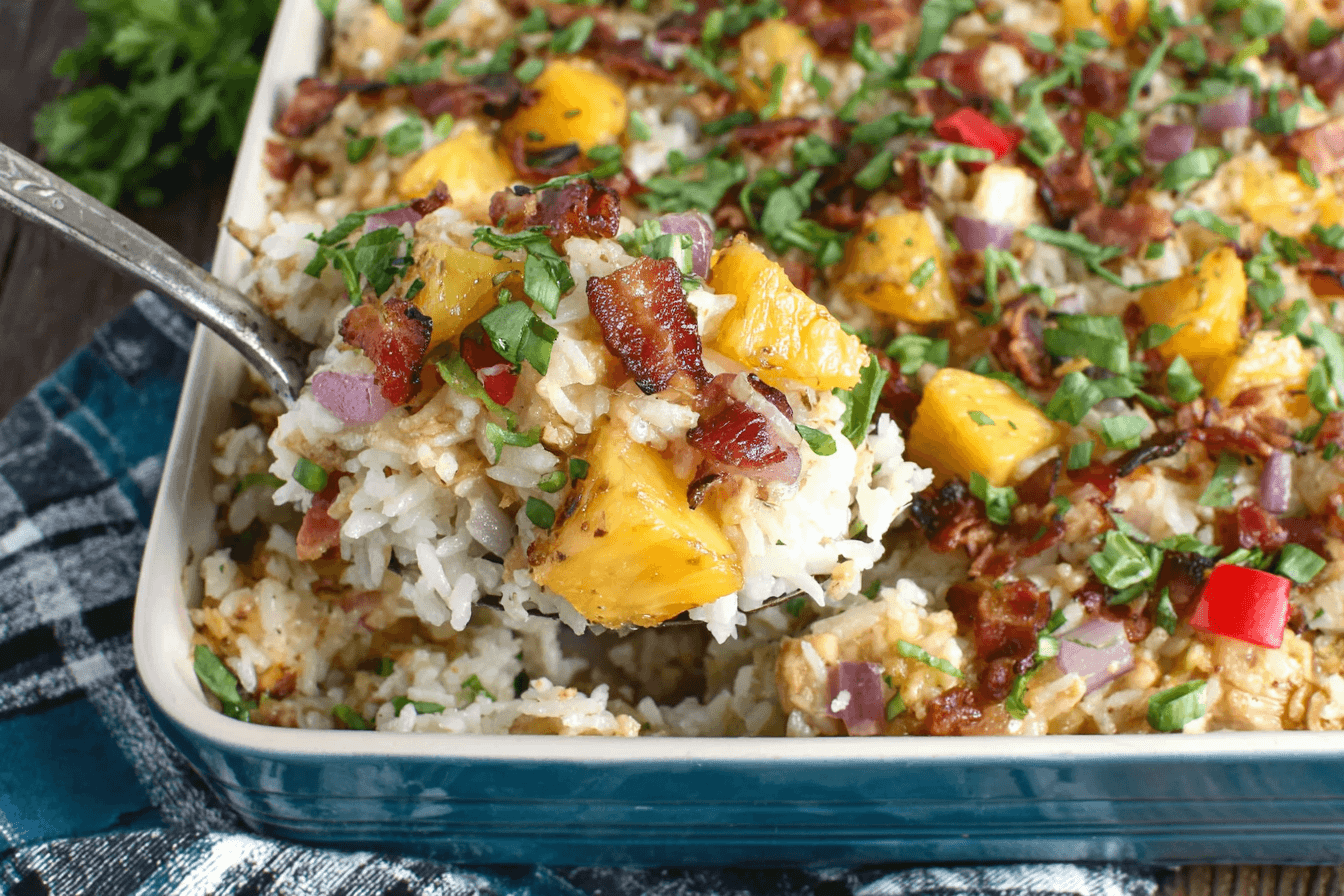 Aloha Pineapple Chicken Rice Casserole Recipe
