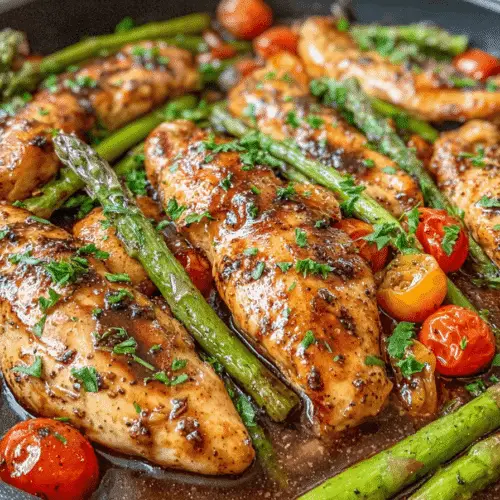 Balsamic Chicken with Asparagus & Tomatoes Recipe