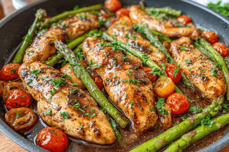 Balsamic Chicken with Asparagus & Tomatoes Recipe