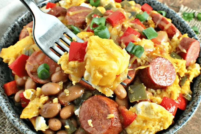 Breakfast Skillet with Sausage, Eggs, and Beans Recipe