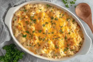 Cheesy Chicken and Cauliflower Casserole