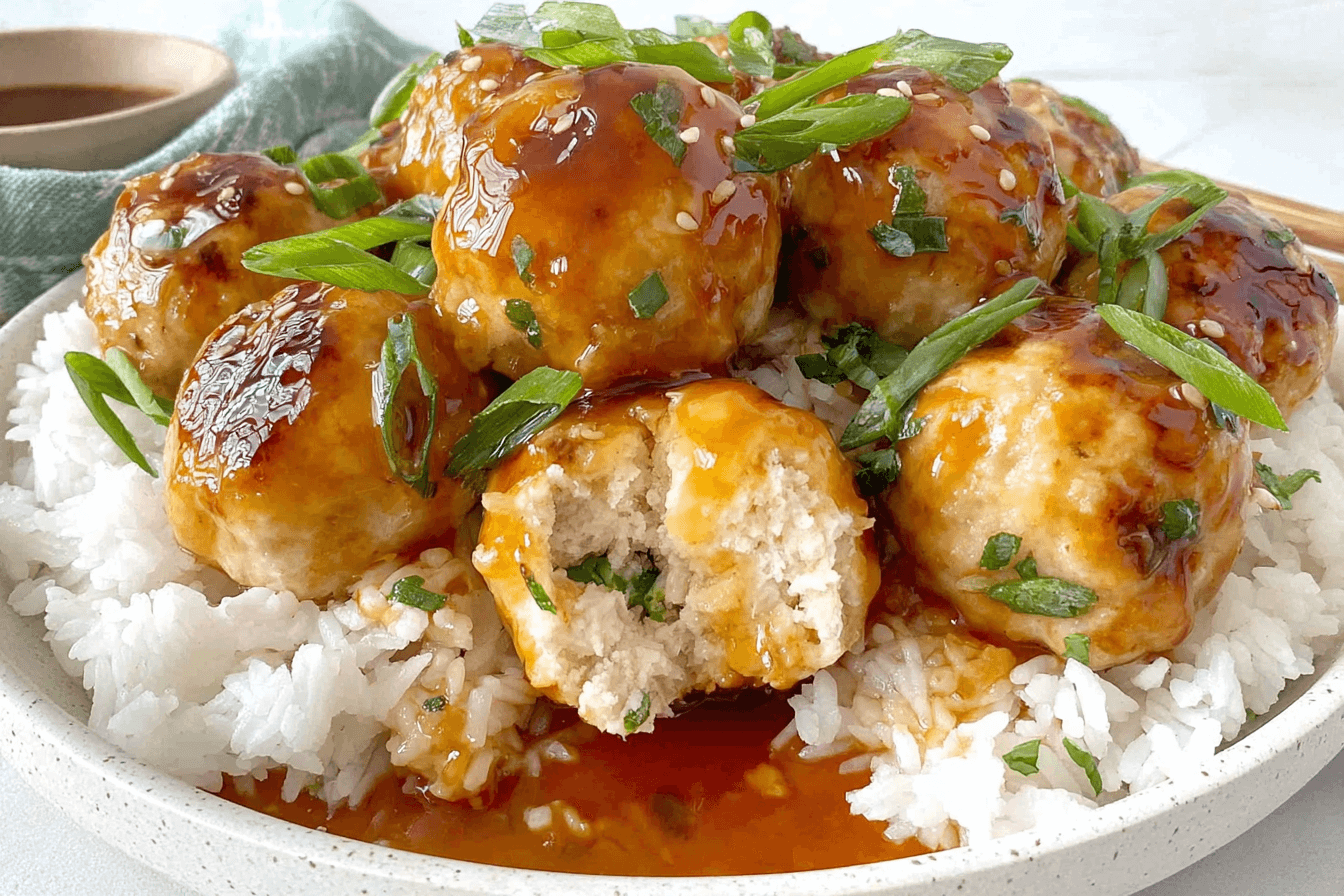 Chicken Meatballs with Pineapple Teriyaki Sauce Recipe