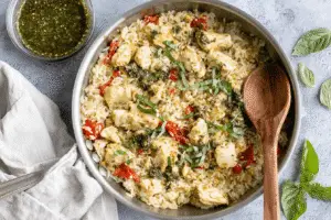 Creamy Pesto Chicken And Rice Casserole