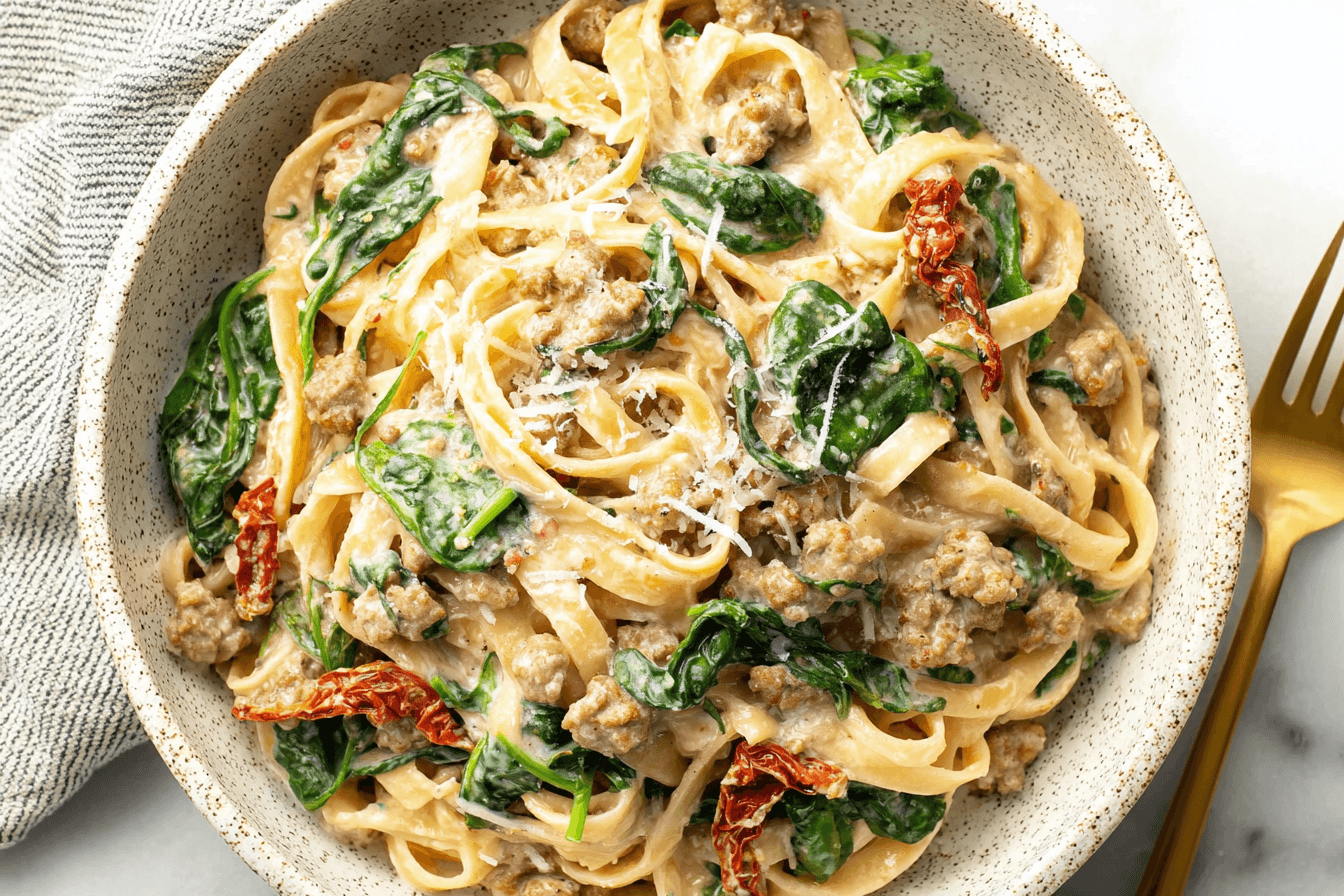 Creamy Tuscan Sausage Pasta Recipe