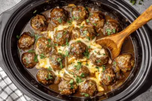 Crock Pot French Onion Meatballs