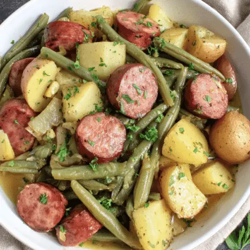 Crockpot Sausage, Potatoes & Green Beans Recipe