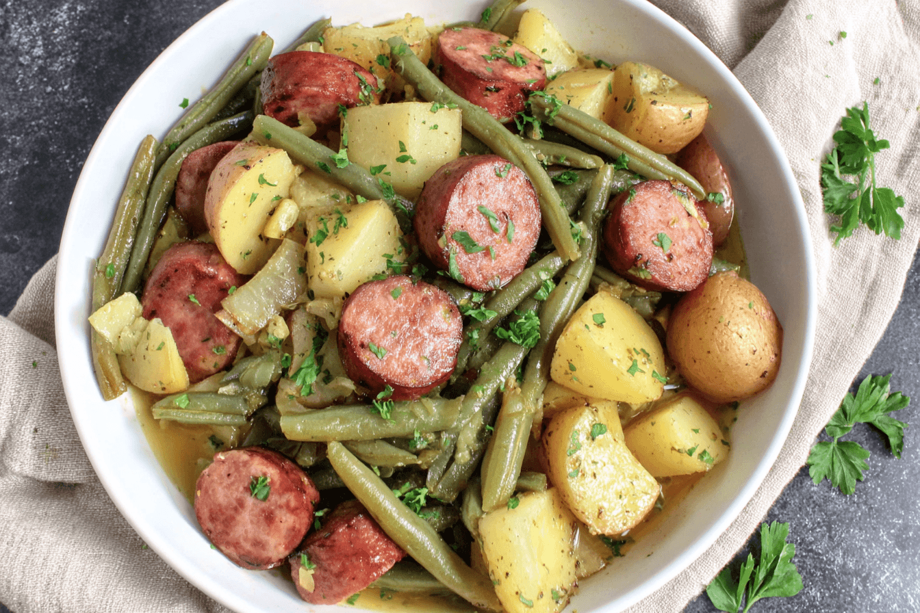 Crockpot Sausage, Potatoes & Green Beans Recipe