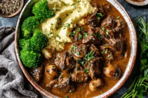 Easy Slow Cooker Steak Diane Casserole