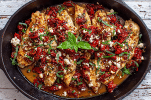 Feta Baked Chicken With Sun-Dried Tomatoes