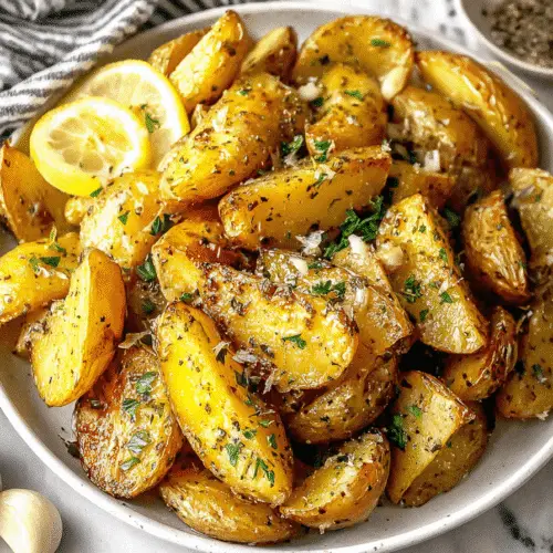 Greek Lemon Garlic Roasted Potatoes Recipe