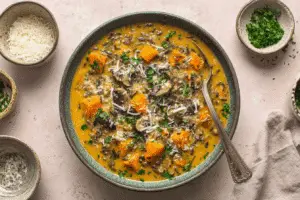 Hearty Wild Rice and Sweet Potato Soup