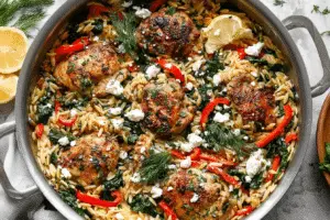 Lemon Feta Chicken And Orzo