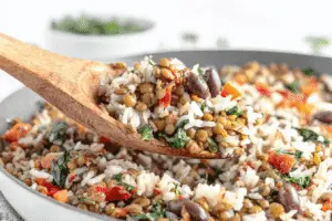 Mediterranean Rice and Lentil Skillet