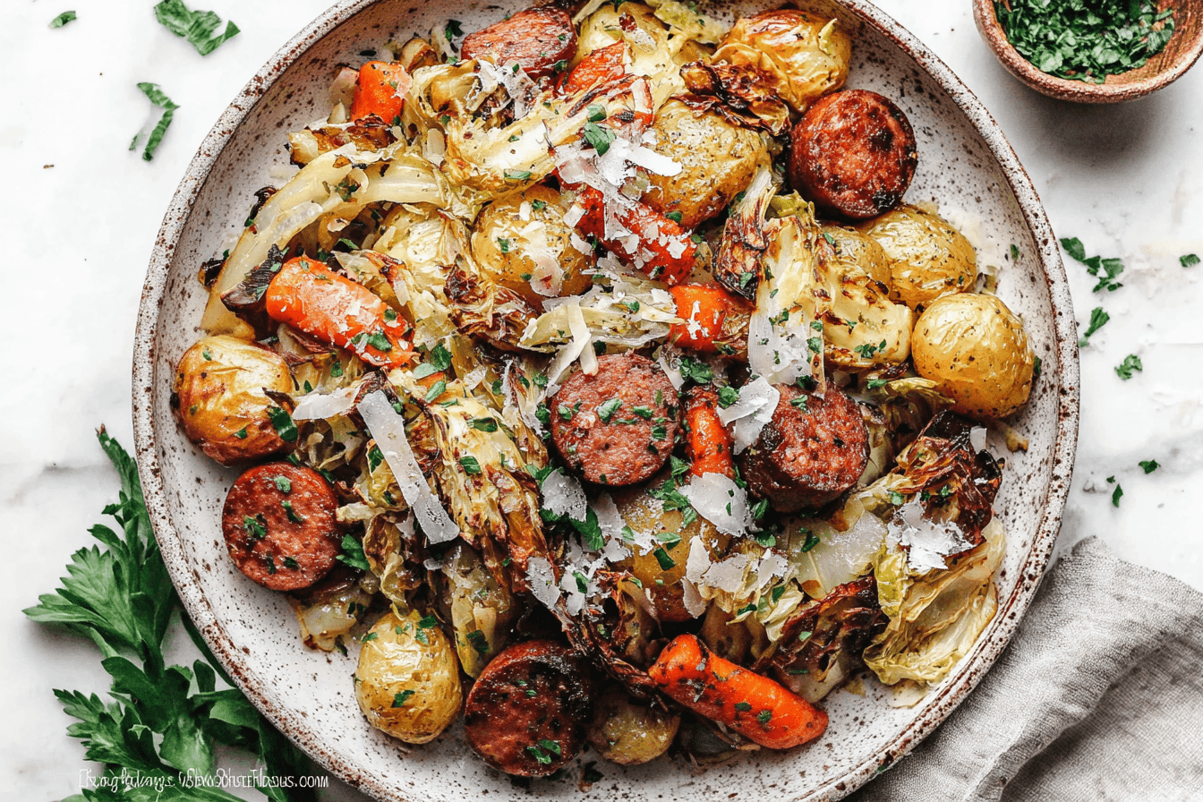 One Pan Cabbage, Potatoes, & Sausage Recipe