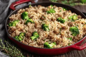 One Pan Sausage Rice And Broccoli