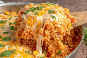 One Pot Cheesy Enchilada Rice