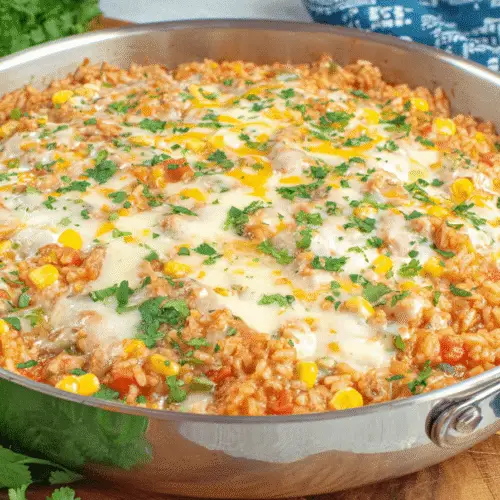 One Pot Cheesy Enchilada Rice Recipe